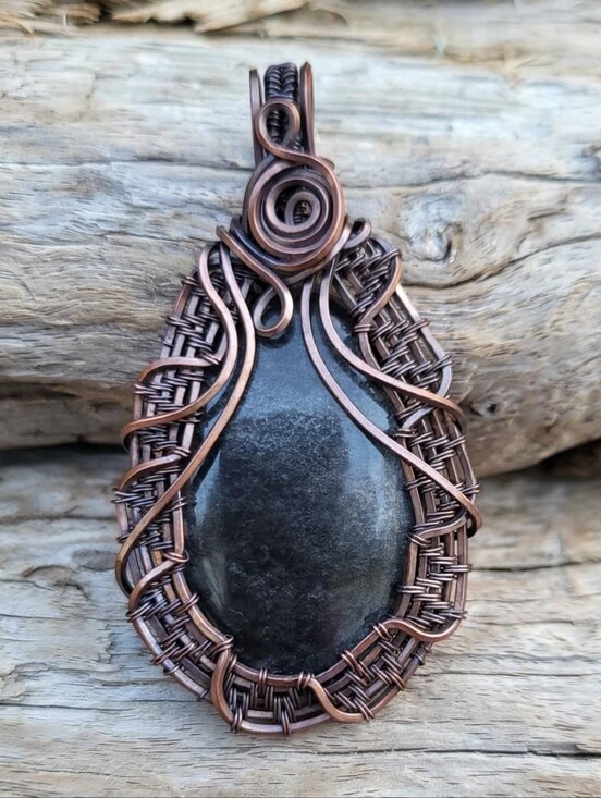 Handmade Other - Handcrafted Silver Sheen Obsidian Pendant
